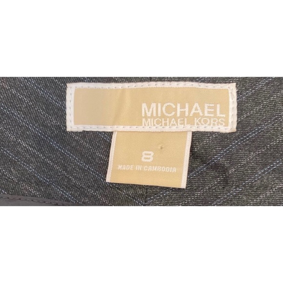 Michael Michael Kors Gray With Tan & Blue Pinstripe Cropped Dress Pants, Size 8 - Picture 15 of 15